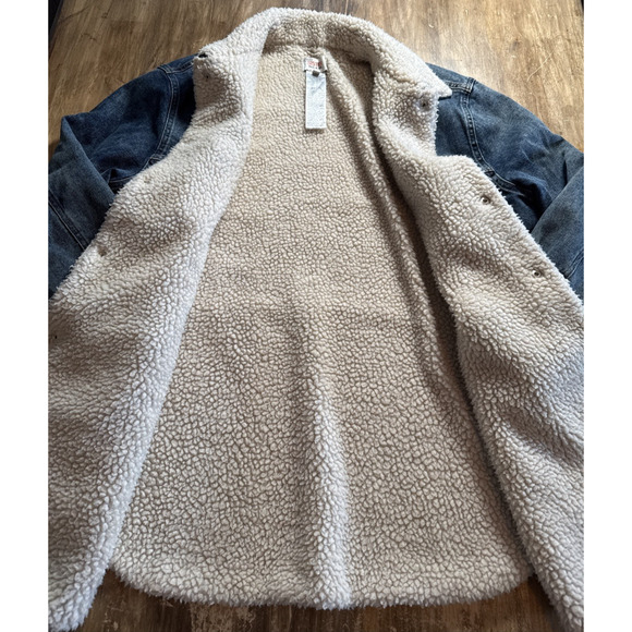 Paul & Joe Sister Peterson Denim Flannel Shirt Faux Sherling Jacket Size 40 - Picture 5 of 8